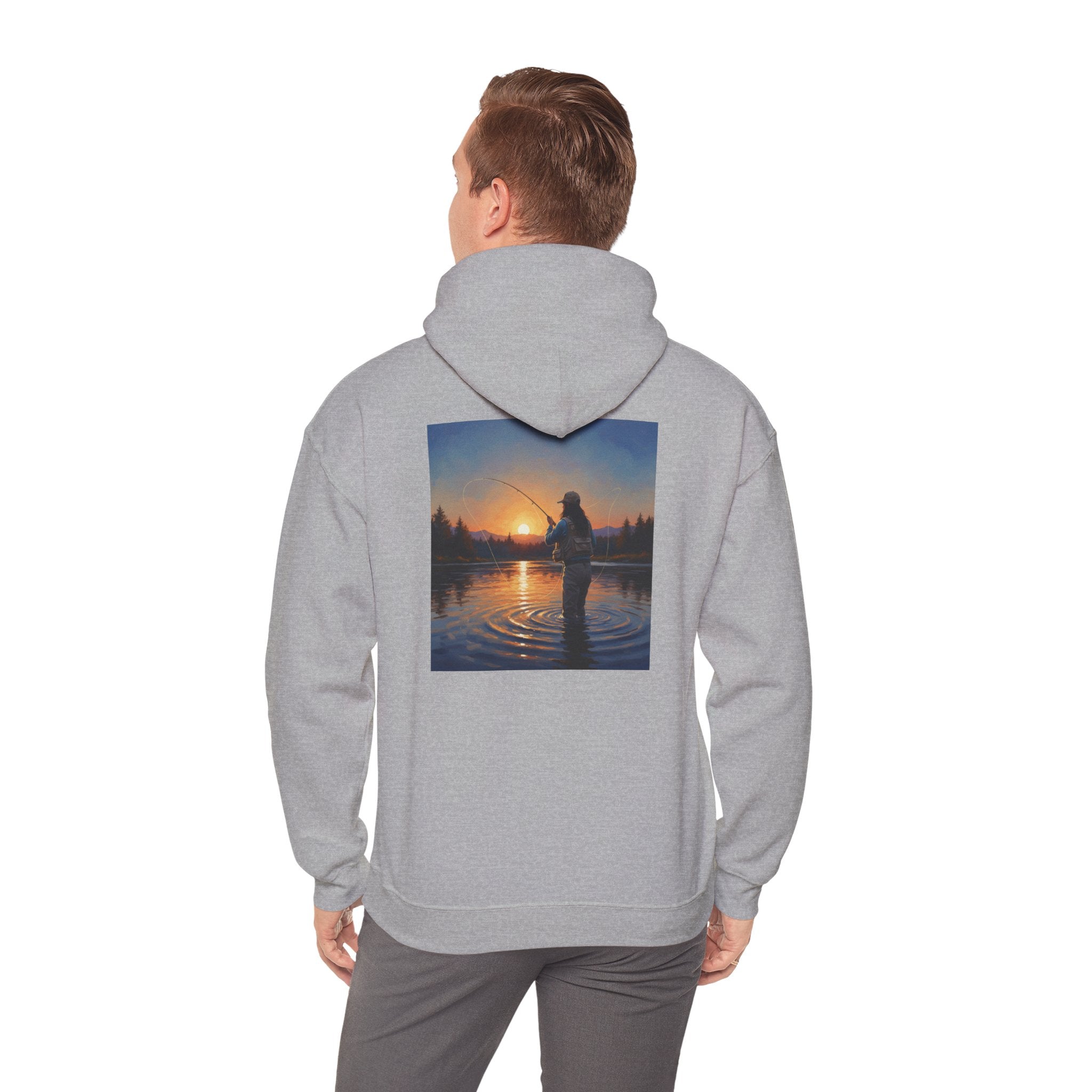 Sunset Fly Fishing Hoodie – Tranquil Angler Graphic Pullover