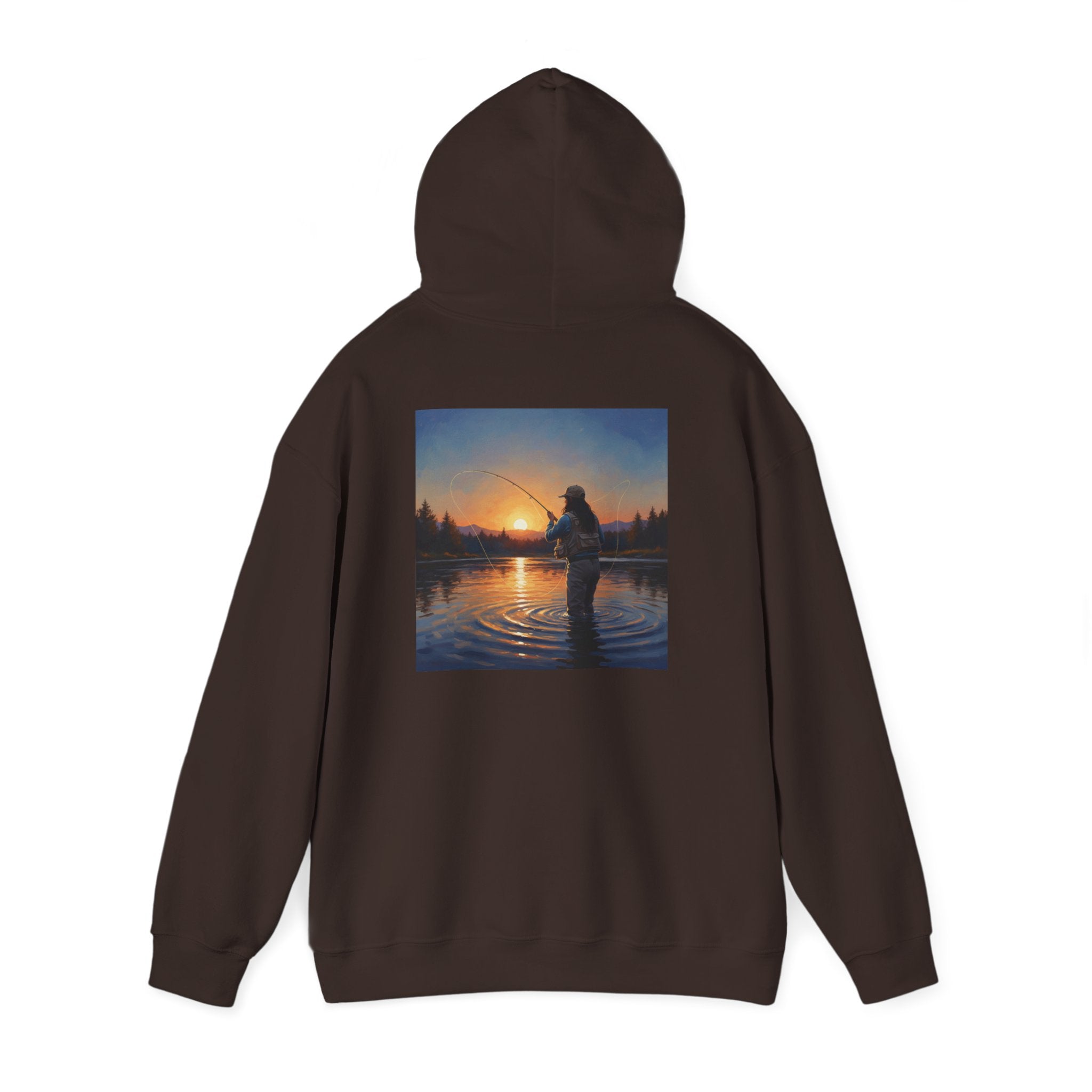 Sunset Fly Fishing Hoodie – Tranquil Angler Graphic Pullover