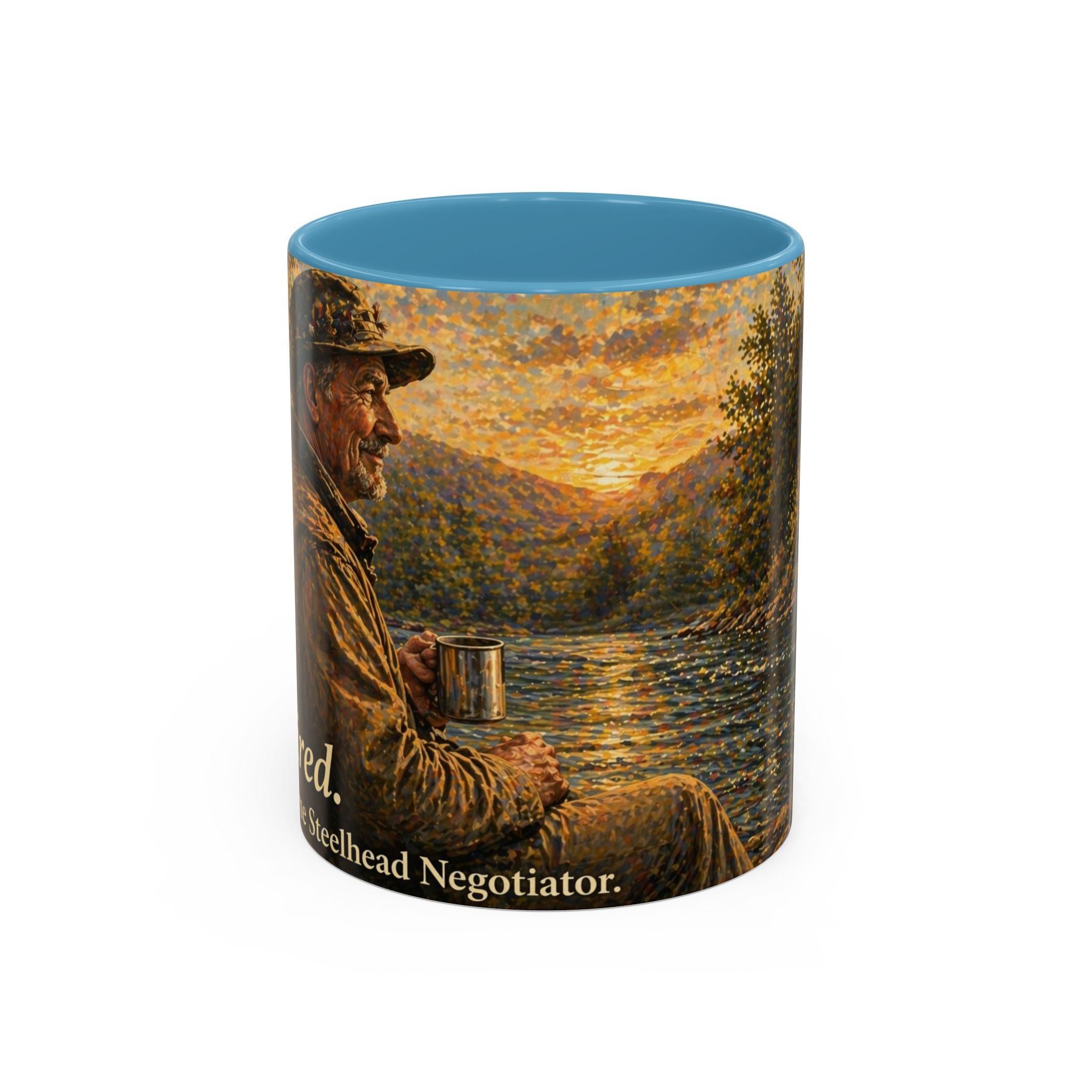 Rustic Fly Fisherman Coffee Mug – 'Trout Whisperer' Scenic Accent Mug (11/15oz)