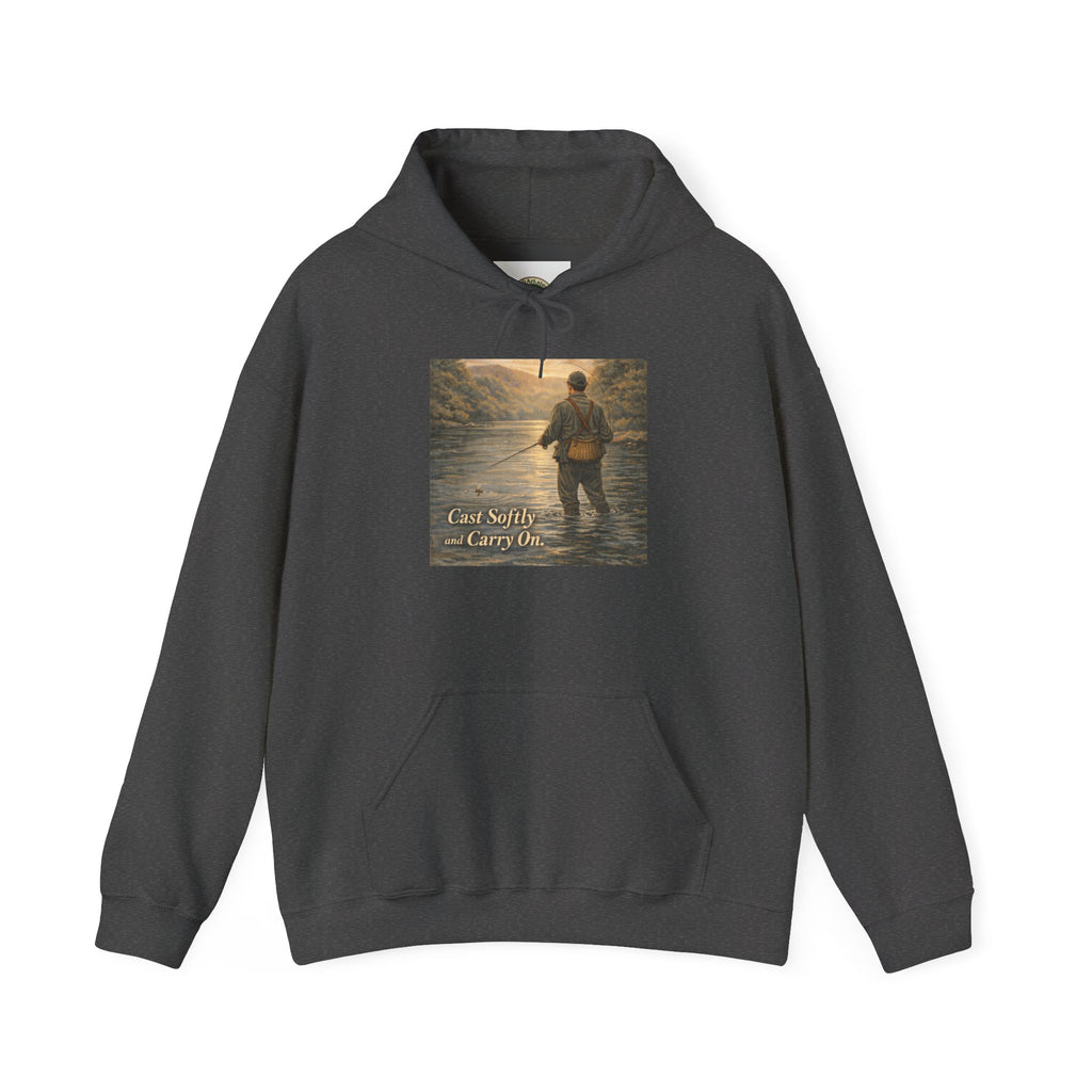 Hoodie — 'Can't Stop, Carry On' Sunset Fishing Graphic